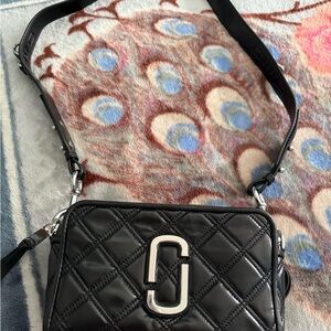 Marc Jacobs Snapshot Black Leather Quilted Crossbody Bag